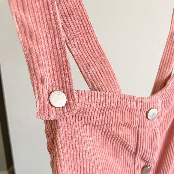 Blush Pink Corduroy Overall Dress with Pockets - Picture 3 of 3
